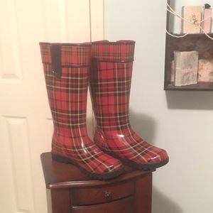 Plaid Sperry Rain Boots!! Perfect condition❤️