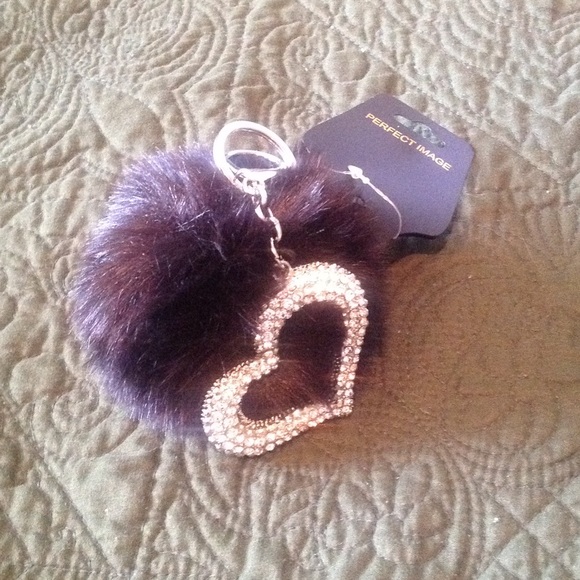 perfect Image Accessories - Faux fur and rhinestone purse accessory/key chain.