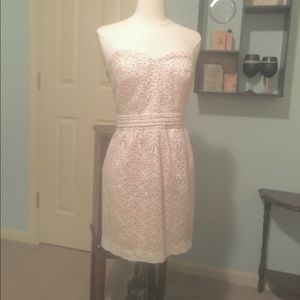 pale white lace sweetheart dress over light pink!