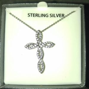 White Sapphire and Sterling Silver Cross