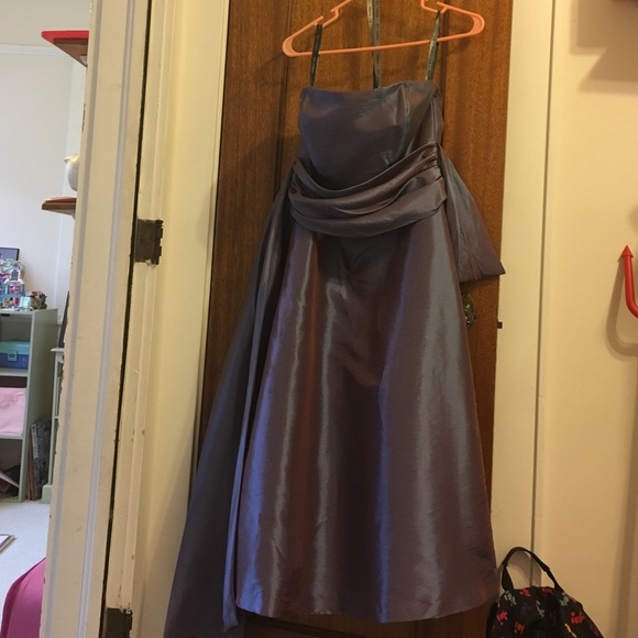 Bill Lefkoff metallic purple strapless dress