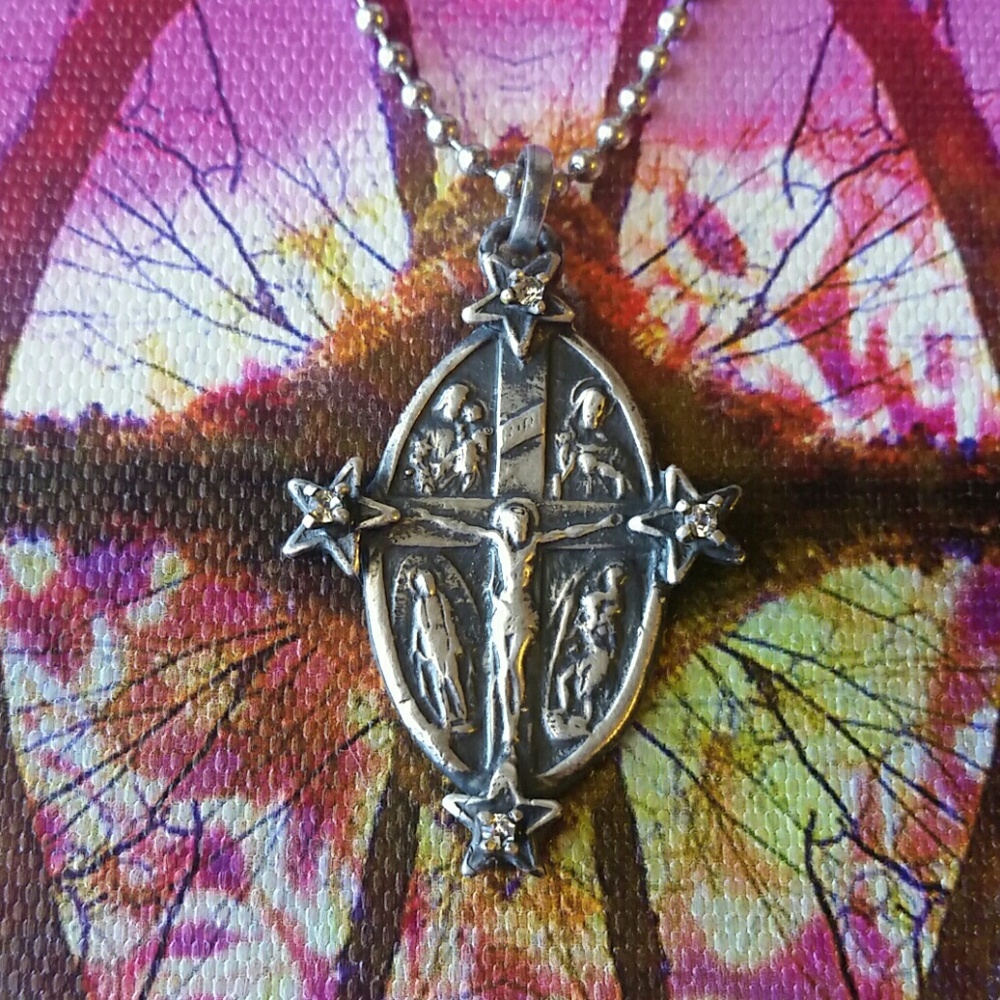 RARE Vintage VSA Sterling Silver Crucifix Necklace
