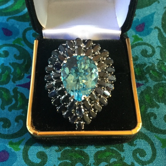 One of a kind Jewelry - Royal Crown Jewel Genuine Sapphire & Topaz Ring