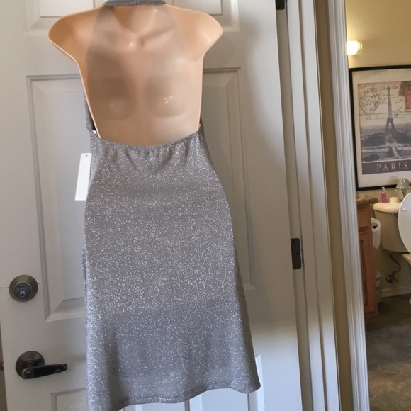 Unyx Silver Lurex Halter Dress - Picture 2 of 4