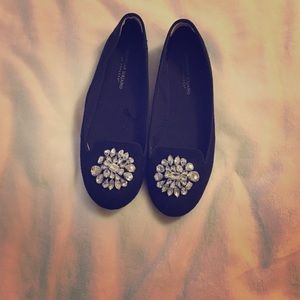 Black embellished flats