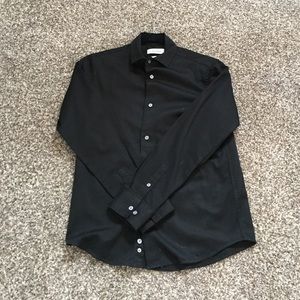 Boys Calvin Klein black sateen shirt
