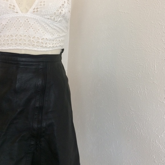 black leather mini skirt