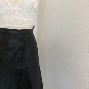 black leather mini skirt