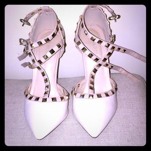 Cream stud heel