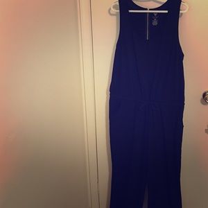 Plus size black knit romper.