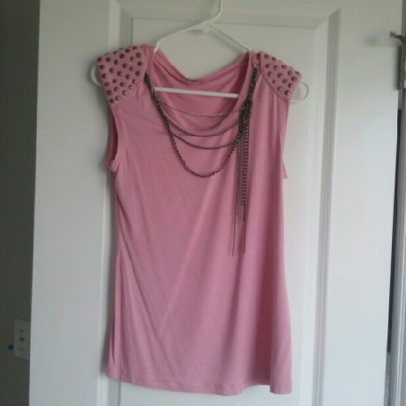 Lovely pink capped tee with silver details
