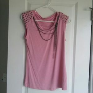 Lovely pink capped tee with silver details