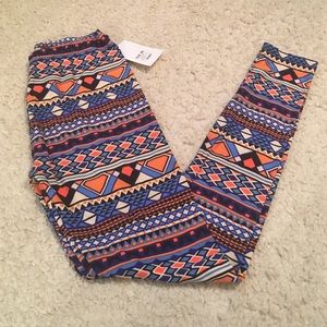 NWT orange and blue Aztec leggings one size!