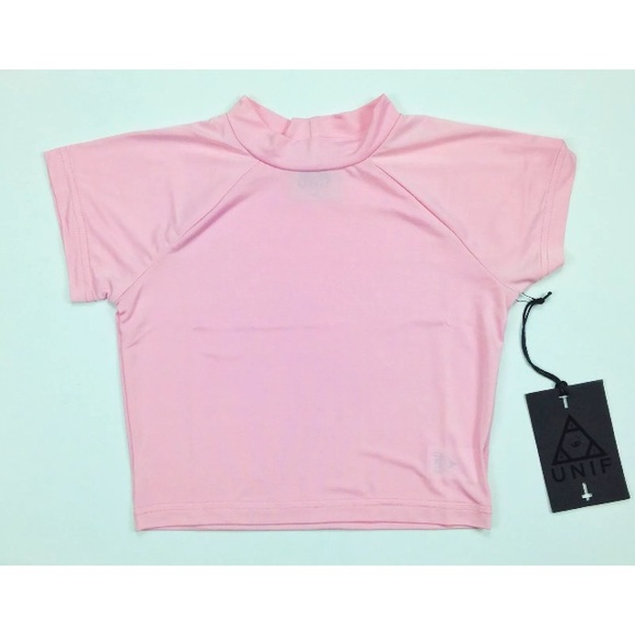 NWT M/L UNIF Plex Pink Crop Top - Picture 3 of 4