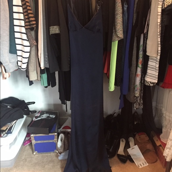 Nasty Gal Long Slip Dress in Navy | Medium | Tags
