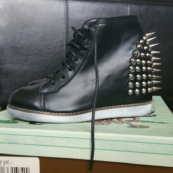 Jeffrey Campbell Edea Sneaker Wedge Black Size 6