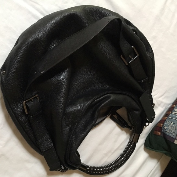 Kenneth Cole Black Leather Hobo Bag