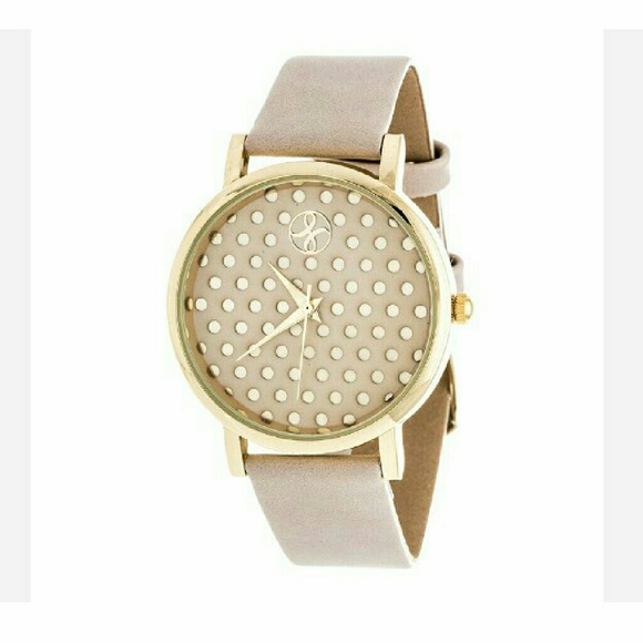**SOLD** Nude/Gold Dotted Leather Watch - Picture 1 of 3