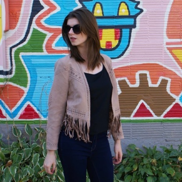 Faux Suede Fringe Jacket