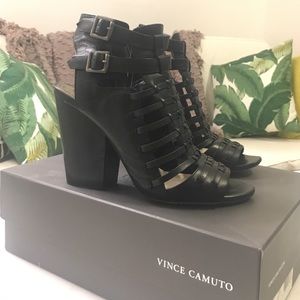 Vince Camuto "Medow" Black Gladiator Block Heels