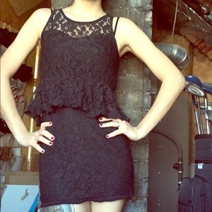 Poof Black Lace Peplum Dress