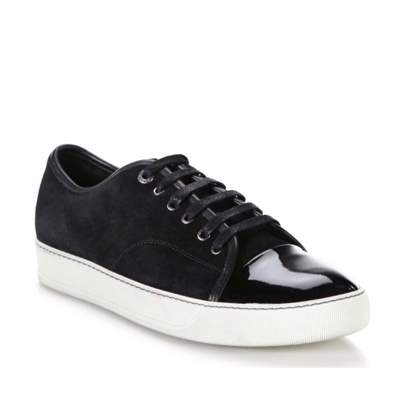 Lanvin Suede & Patent Leather Low-Top Sneakers