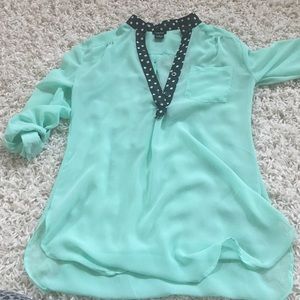 Mint green chiffon blouse