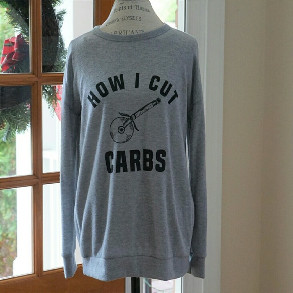 Funny How I cut Carbs French Terry top tunic nwt - Picture 3 of 4