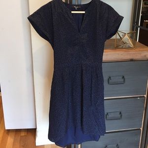 Madewell silk dress blue and black design