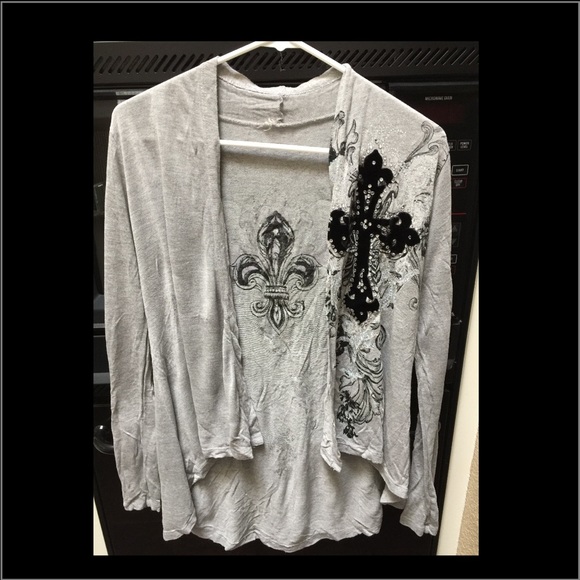 Gray sweater wrap