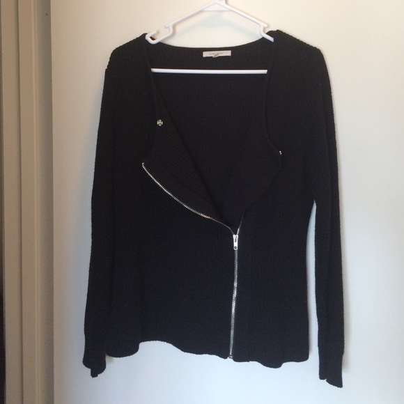Black asymmetrical zip sweater