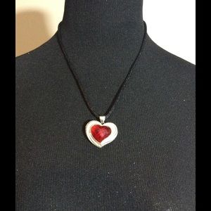 Sterling silver Morano glass pendant w/ silk cord