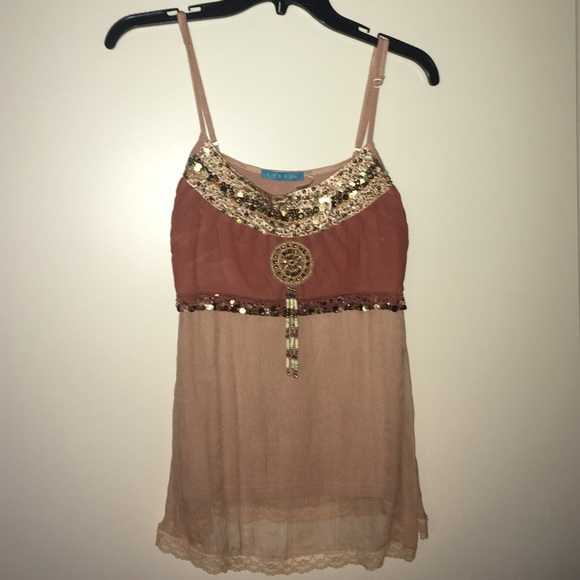 Gorgeous spaghetti strap sparkly brown top