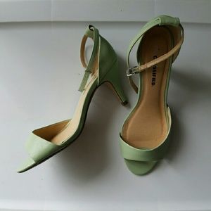 Mint green ankle strap heels