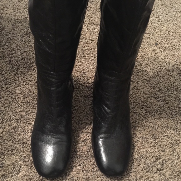 Naya Dalia Black Leather Knee Boots, Size 11M