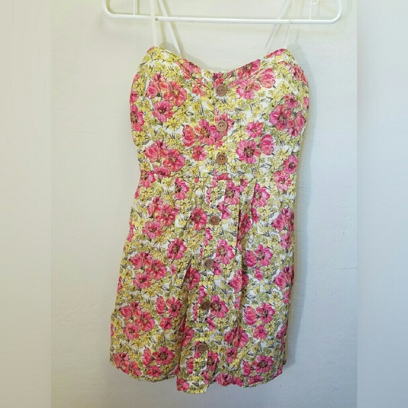 City Triangles floral print strapless dress