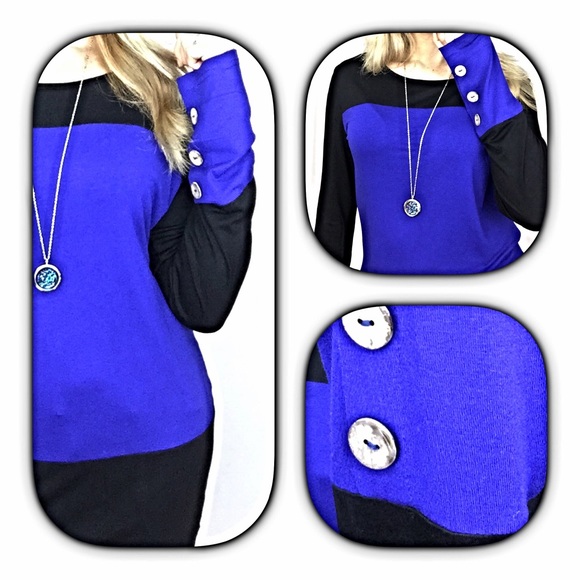 ✂️PRICECUT✂️Long Colorblock Tunic Button Slv S - Picture 2 of 4