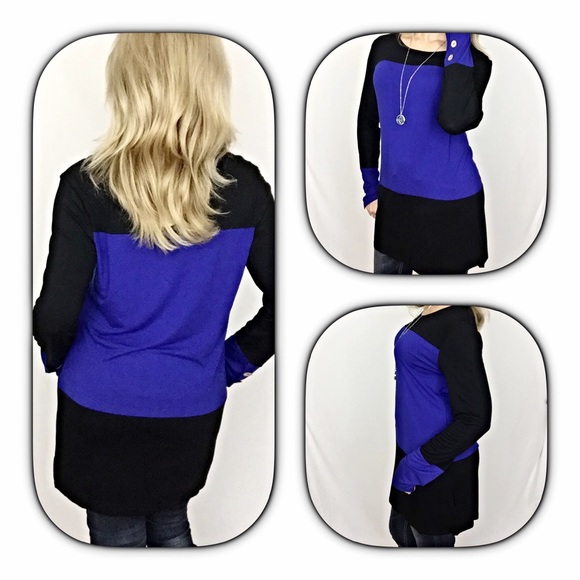 ✂️PRICECUT✂️Long Colorblock Tunic Button Slv S - Picture 4 of 4