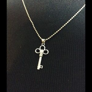 Sterling silver Skelton key necklace