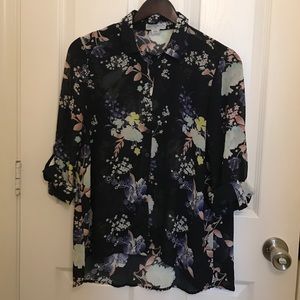 Cotton On floral sheer button up