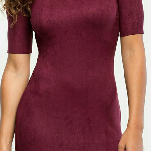 Burgundy Faux Suede Dress