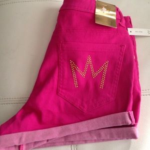Pink mid rise shorts