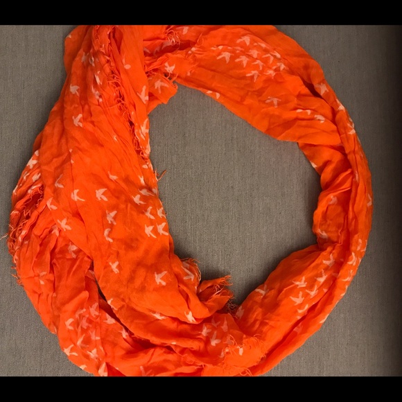 Orange scarf with dove pattern. Brand new!