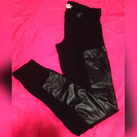 Partly Pleather Black Leggings