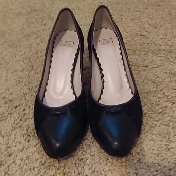 Lulu Guinness Black leather polka-dot pumps