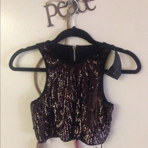 Black Sequin Crop Top