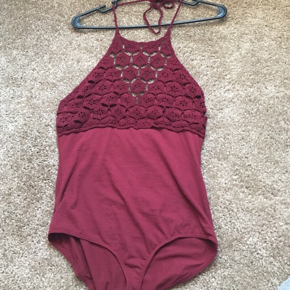 Maroon Knit Bodysuit
