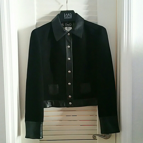 $1675 Dolce & Gabbana leather trim black jacket