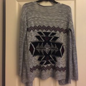 Aztec Print Gray Boyfriend Cardigan