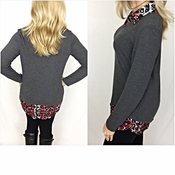 Layered Look Animal Print Tunic Top Med Large - Picture 4 of 4